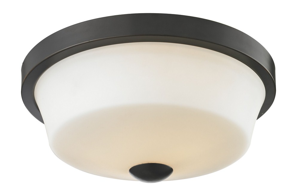 Z-Lite-411F2-Montego - 2 Light Flush Mount in Fusion Style - 13.38 Inches Wide by 5.75 Inches High Coppery Bronze  Coppery Bronze Finish with Matte Opal Glass