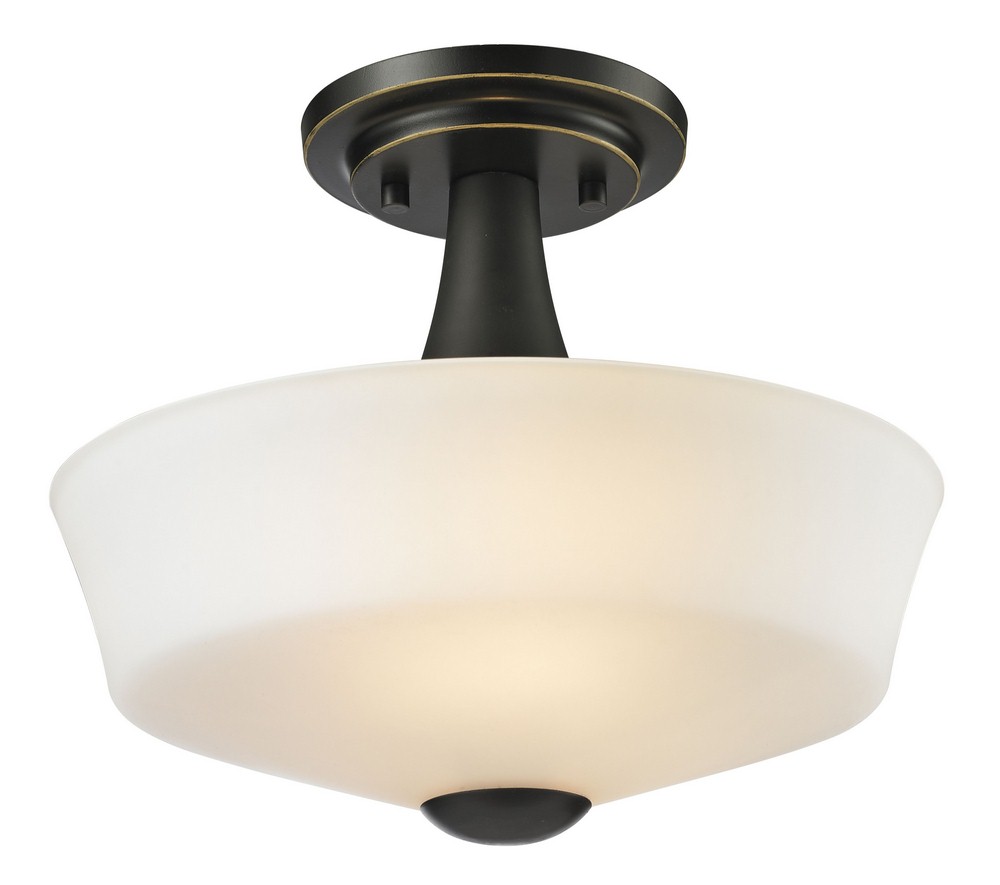 Z-Lite-411SF2-Montego - 2 Light Semi-Flush Mount in Fusion Style - 12 Inches Wide by 9.75 Inches High Coppery Bronze  Coppery Bronze Finish with Matte Opal Glass