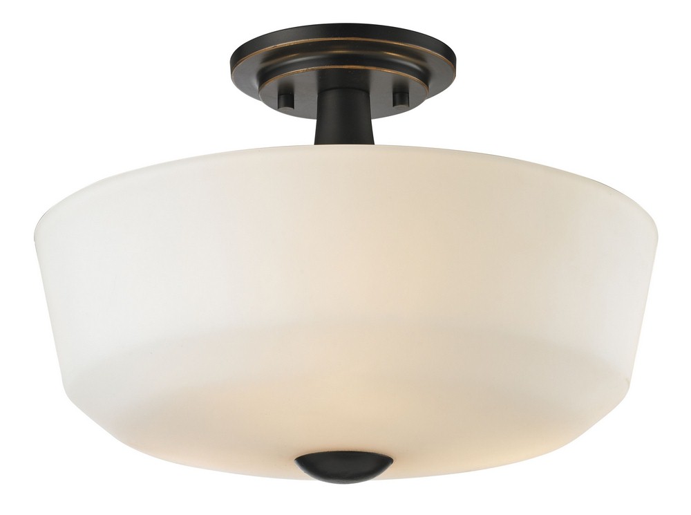 Z-Lite-411SF3-Montego - 3 Light Semi-Flush Mount in Fusion Style - 14.63 Inches Wide by 10.38 Inches High Coppery Bronze  Coppery Bronze Finish with Matte Opal Glass