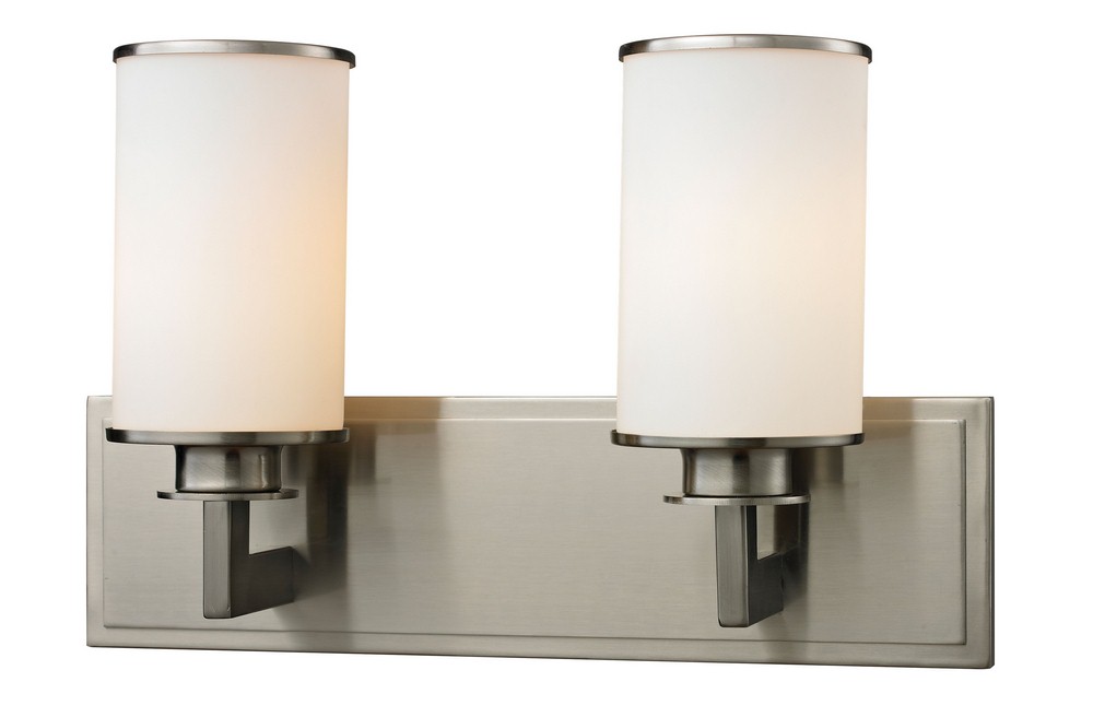 Z-Lite-412-2V-Savannah - 2 Light Bath Vanity in Art Moderne Style - 16.13 Inches Wide by 10.13 Inches High Brushed Nickel  Olde Bronze Finish with Matte Opal Glass