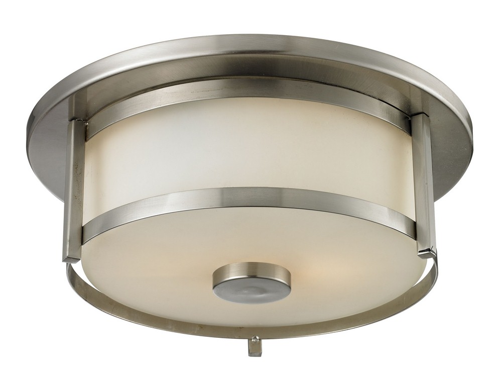 Z-Lite-412F11-Savannah - 2 Light Flush Mount in Art Moderne Style - 11 Inches Wide by 5 Inches High   Brushed Nickel Finish with Matte Opal Glass