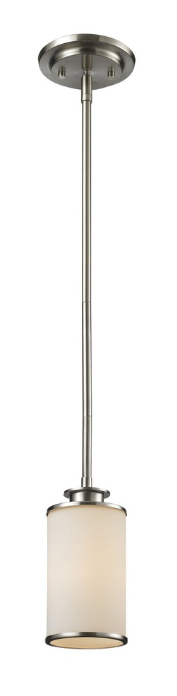 Z-Lite-412MP-Savannah - 1 Light Mini Pendant in Art Moderne Style - 4.5 Inches Wide by 8 Inches High Brushed Nickel  Olde Bronze Finish with Matte Opal Glass