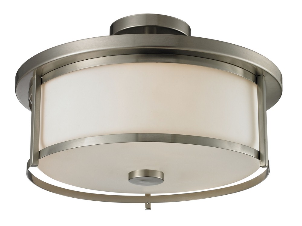 Z-Lite-412SF16-Savannah - 3 Light Semi-Flush Mount in Fusion Style - 15.75 Inches Wide by 10.88 Inches High Brushed Nickel  Olde Bronze Finish with Matte Opal Glass