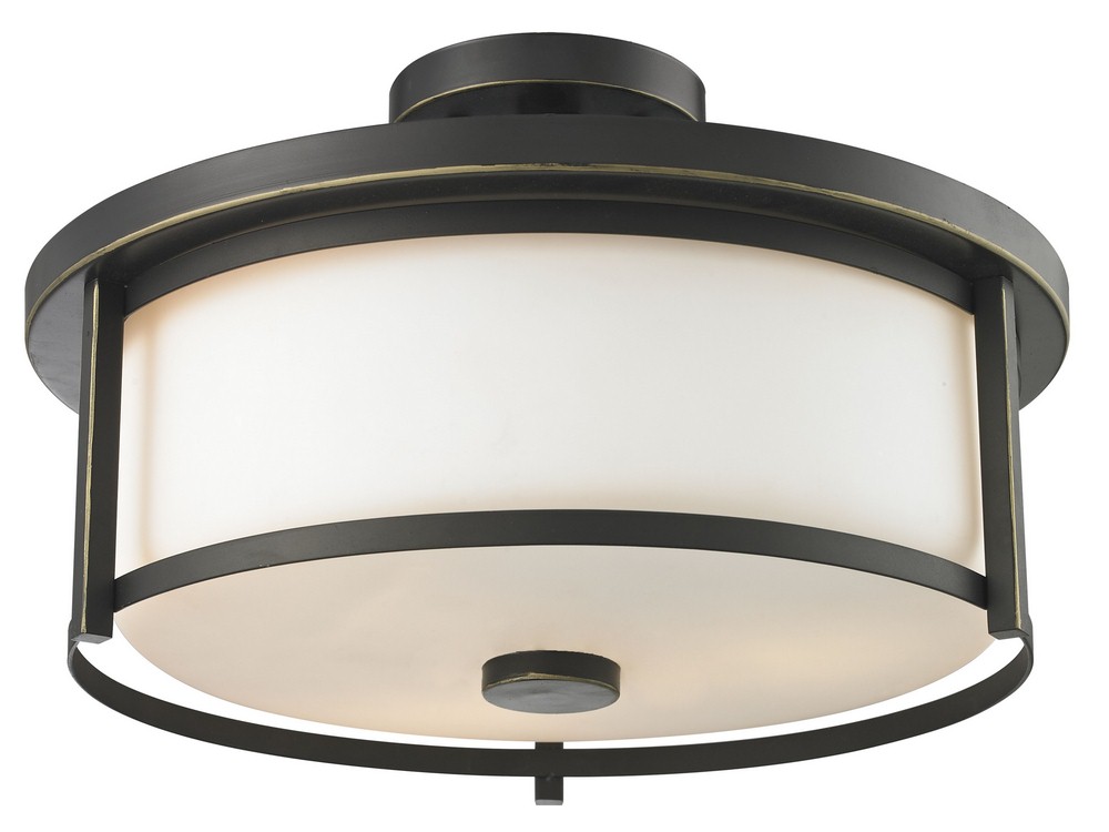 Z-Lite-413SF16-Savannah - 3 Light Semi-Flush Mount in Fusion Style - 15.75 Inches Wide by 10.88 Inches High Olde Bronze  Olde Bronze Finish with Matte Opal Glass