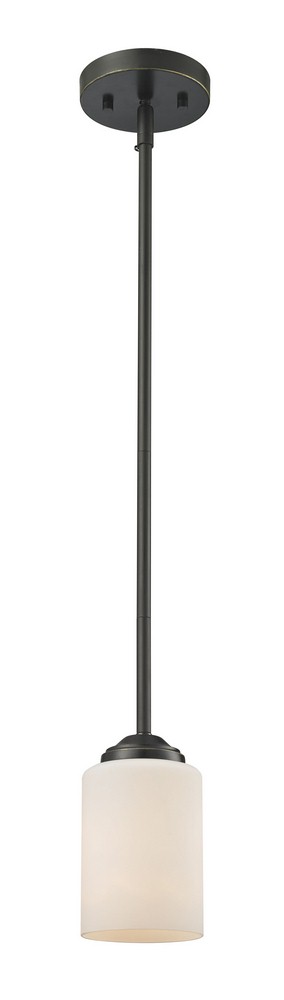 Z-Lite-414MP-Cardinal - 1 Light Mini Pendant in Metropolitan Style - 5 Inches Wide by 54.25 Inches High   Olde Bronze Finish with Matte Opal Glass