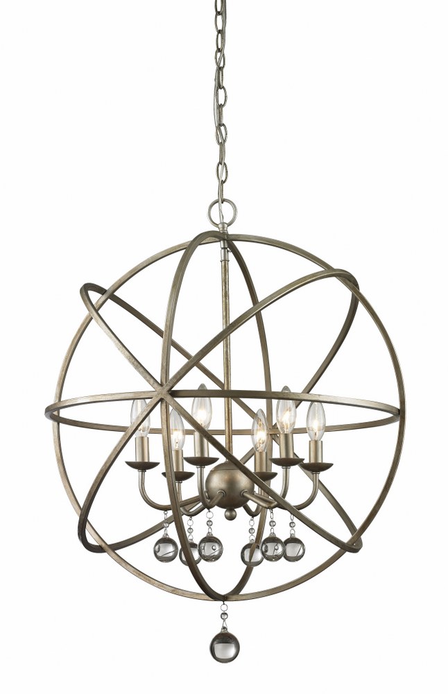 Z-Lite-415-24-Acadia - 6 Light Pendant in Whimsical Style - 24 Inches Wide by 29.5 Inches High Antique Silver  Golden Bronze Finish