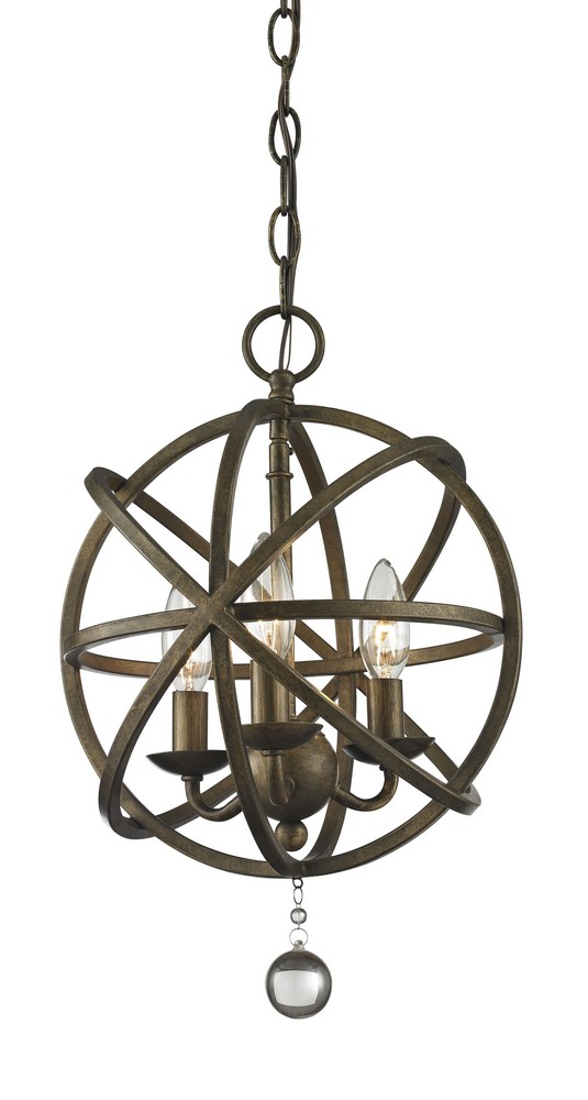 Z-Lite-416-12-Acadia - 3 Light Pendant in Metropolitan Style - 12 Inches Wide by 17 Inches High Golden Bronze  Golden Bronze Finish