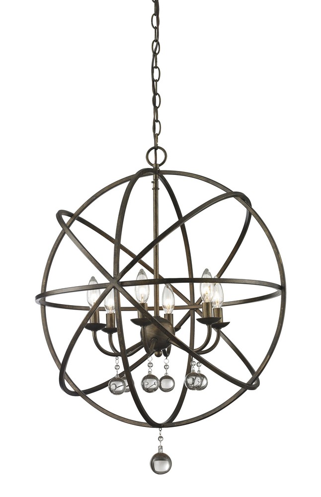 Z-Lite-416-24-Acadia - 6 Light Pendant in Whimsical Style - 24 Inches Wide by 29.5 Inches High Golden Bronze  Golden Bronze Finish