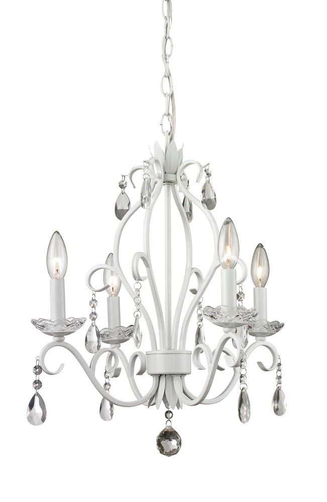 Z-Lite-423MW-Princess - 4 Light Mini Chandelier in Metropolitan Style - 17.13 Inches Wide by 20.63 Inches High Matte White  Matte Black Finish