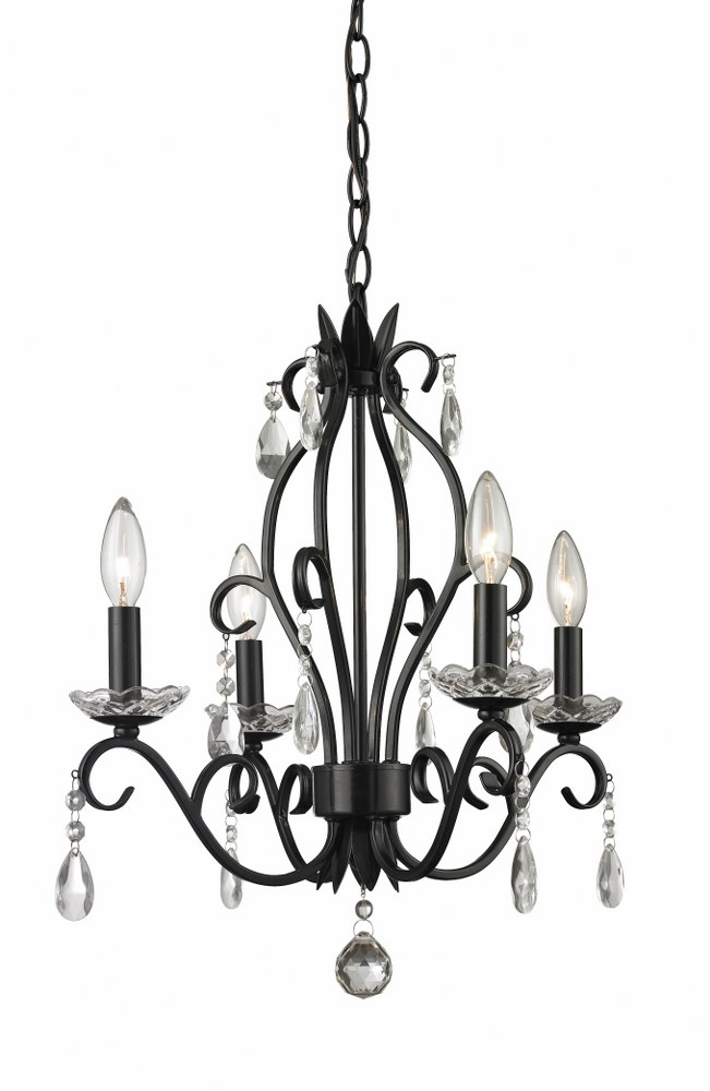 Z-Lite-425MB-Princess - 4 Light Mini Chandelier in Metropolitan Style - 17.13 Inches Wide by 20.63 Inches High Matte Black  Matte Black Finish