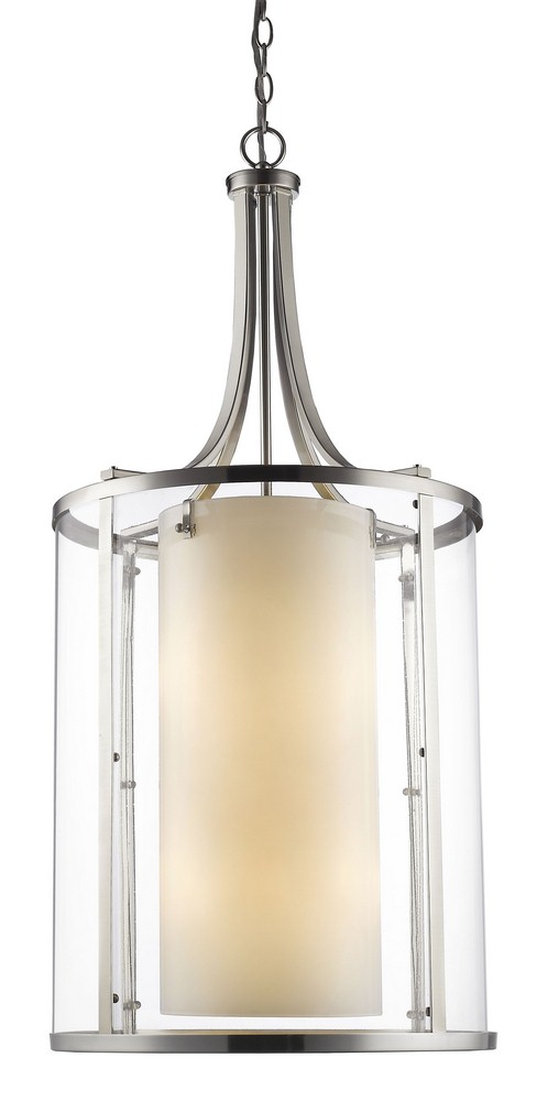 Z-Lite-426-12-BN-Willow - 12 Light Pendant In Contemporary Style-39 Inches Tall and 18 Inches Wide Brushed Nickel  Olde Bronze Finish with Clear/Matte Opal Glass