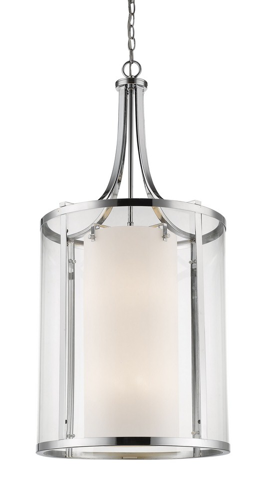 Z-Lite-426-12-CH-Willow - 12 Light Chandelier In Contemporary Style-39 Inches Tall and 18 Inches Wide   Chrome Finish with Clear/Matte Opal Glass