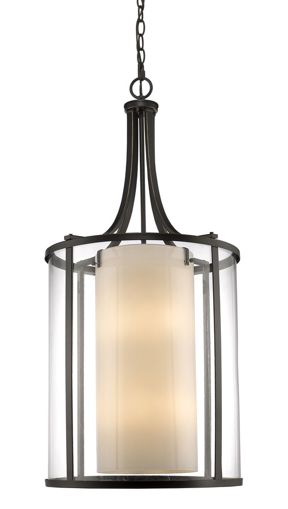 Z-Lite-426-12-OB-Willow - 12 Light Pendant In Contemporary Style-39 Inches Tall and 18 Inches Wide Olde Bronze  Olde Bronze Finish with Clear/Matte Opal Glass