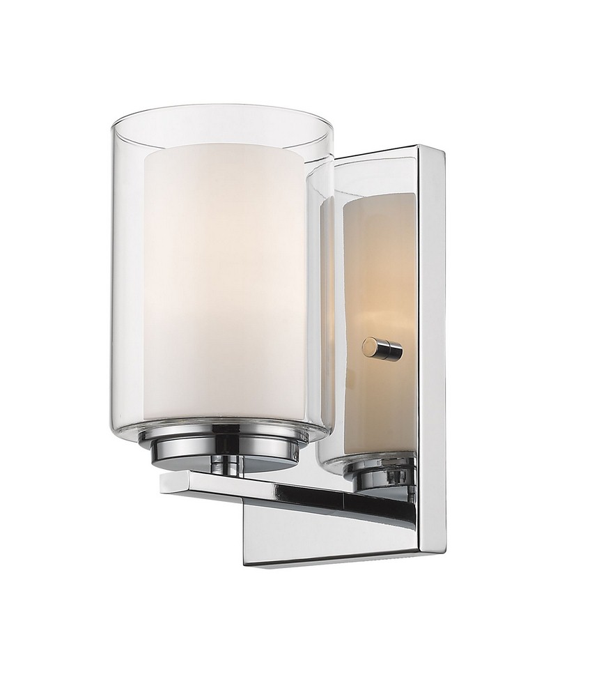 Z-Lite-426-1S-CH-Willow - 1 Light Wall Sconce in Metropolitan Style - 4.5 Inches Wide by 8 Inches High   Chrome Finish with Clear/Matte Opal Glass