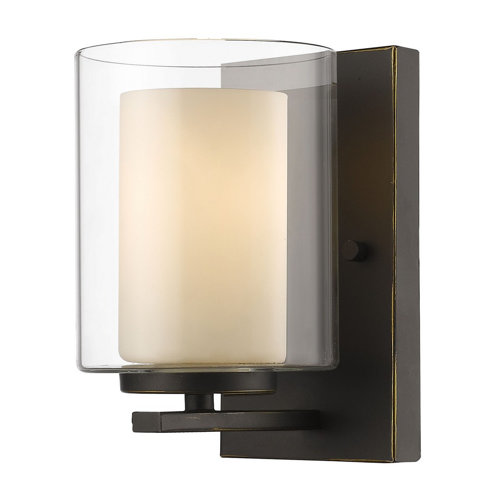 Z-Lite-426-1S-OB-Willow - 1 Light Wall Sconce in Metropolitan Style - 4.5 Inches Wide by 8 Inches High Olde Bronze  Olde Bronze Finish with Clear/Matte Opal Glass