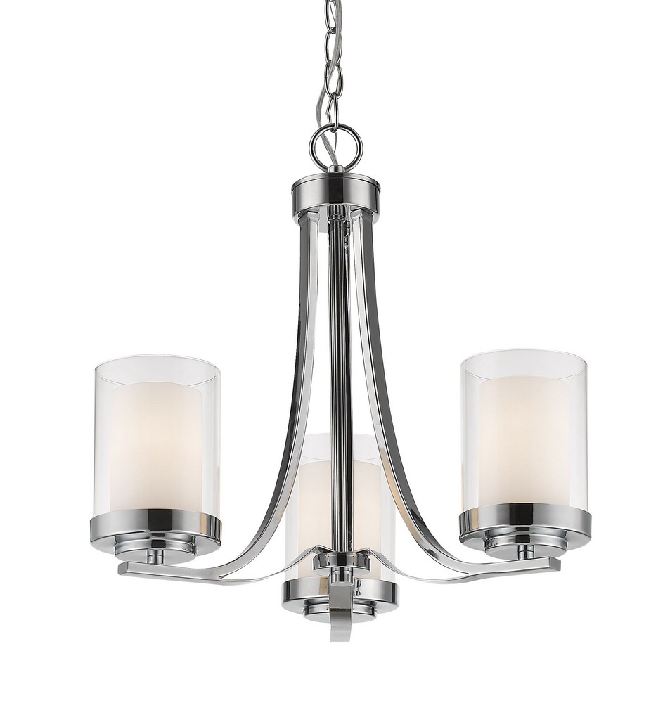 Z-Lite-426-3C-CH-Willow - 3 Light Chandelier in Metropolitan Style - 16 Inches Wide by 17.5 Inches High   Chrome Finish with Clear/Matte Opal Glass