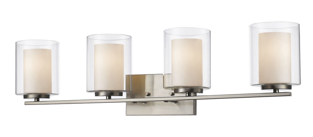 Z-Lite-426-4V-BN-Willow - 4 Light Bath Vanity in Metropolitan Style - 31.5 Inches Wide by 7.75 Inches High Brushed Nickel  Olde Bronze Finish with Clear/Matte Opal Glass