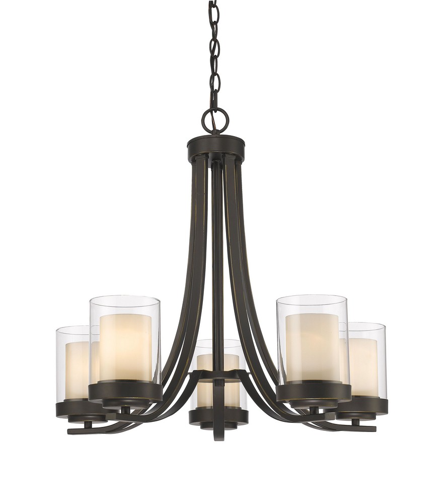 Z-Lite-426-5-OB-Willow - 5 Light Chandelier in Metropolitan Style - 25.25 Inches Wide by 22.25 Inches High Olde Bronze  Olde Bronze Finish with Clear/Matte Opal Glass