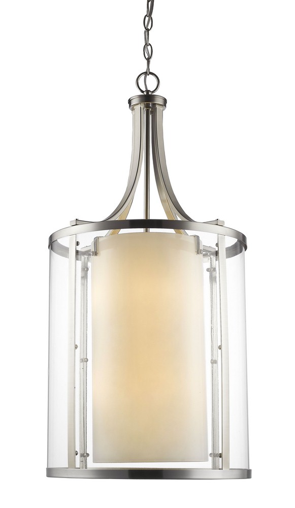 Z-Lite-426-8-BN-Willow - 8 Light Pendant in Metropolitan Style - 16 Inches Wide by 33 Inches High Brushed Nickel  Olde Bronze Finish with Clear/Matte Opal Glass