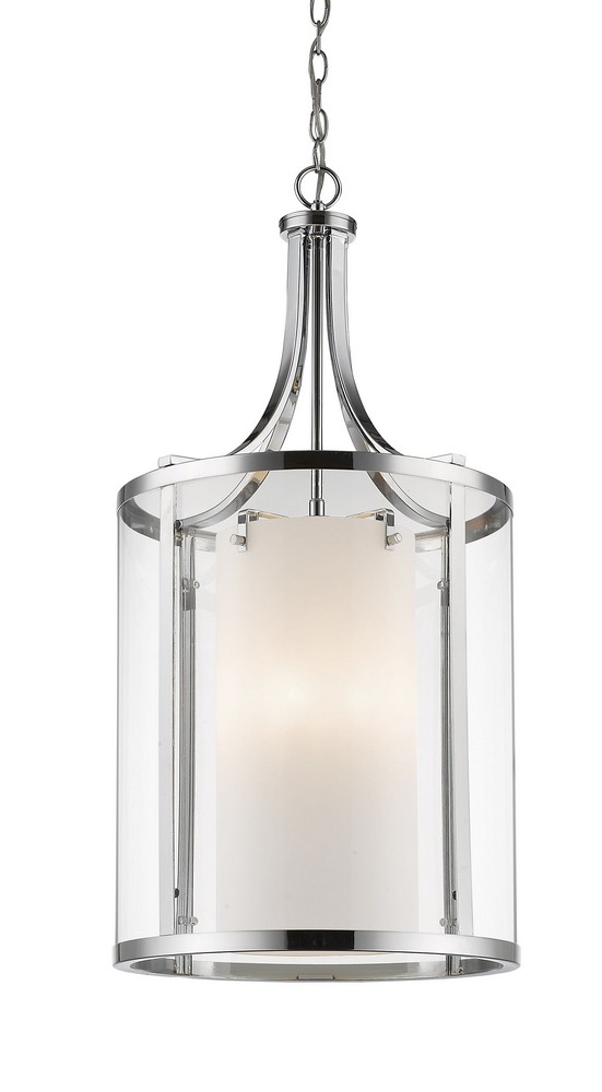 Z-Lite-426-8-CH-Willow - 8 Light Pendant in Metropolitan Style - 16 Inches Wide by 33 Inches High   Chrome Finish with Clear/Matte Opal Glass