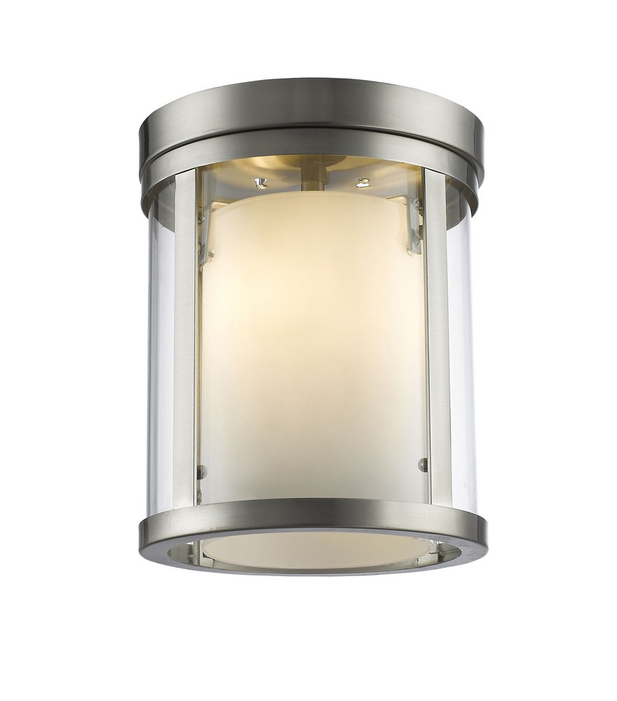 Z-Lite-426F-BN-Willow - 3 Light Flush Mount in Metropolitan Style - 9 Inches Wide by 11 Inches High Brushed Nickel  Olde Bronze Finish with Clear/Matte Opal Glass