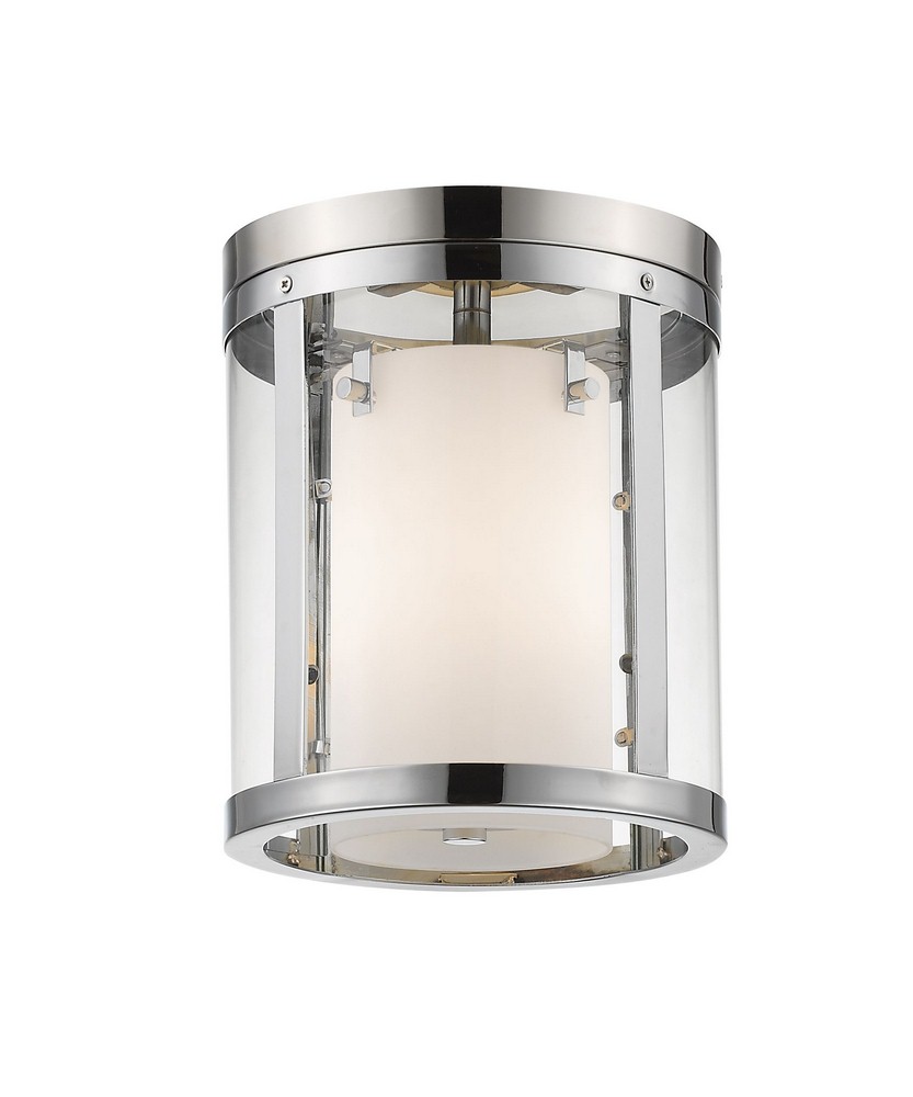 Z-Lite-426F-CH-Willow - 3 Light Flush Mount in Metropolitan Style - 9 Inches Wide by 11 Inches High   Chrome Finish with Clear/Matte Opal Glass