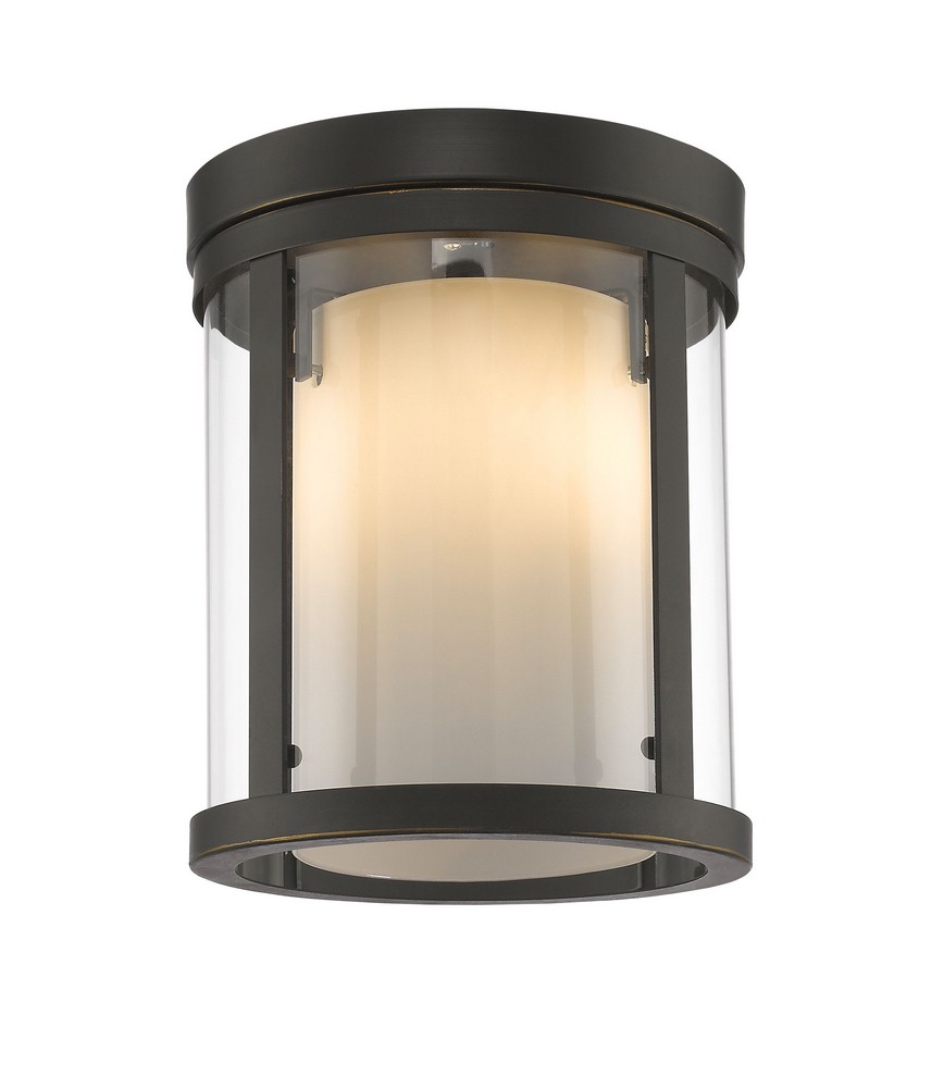 Z-Lite-426F-OB-Willow - 3 Light Flush Mount in Metropolitan Style - 9 Inches Wide by 11 Inches High Olde Bronze  Olde Bronze Finish with Clear/Matte Opal Glass