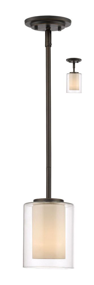 Z-Lite-426MP-OB-Willow - 1 Light Mini Pendant in Utilitarian Style - 6 Inches Wide by 54 Inches High Olde Bronze  Olde Bronze Finish with Clear/Matte Opal Glass