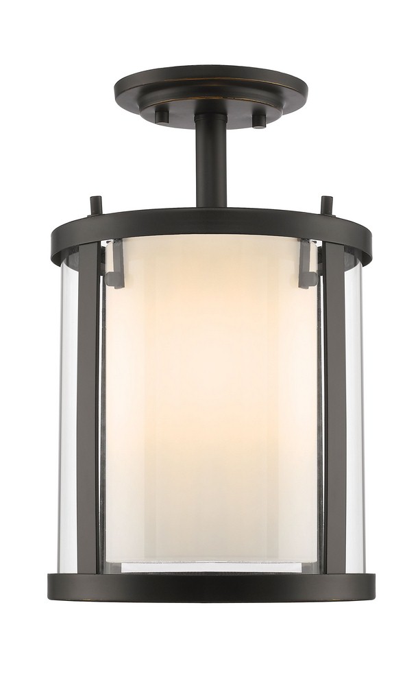 Z-Lite-426SF-OB-Willow - 3 Light Semi-Flush Mount in Utilitarian Style - 9 Inches Wide by 14 Inches High Olde Bronze  Olde Bronze Finish with Clear/Matte Opal Glass