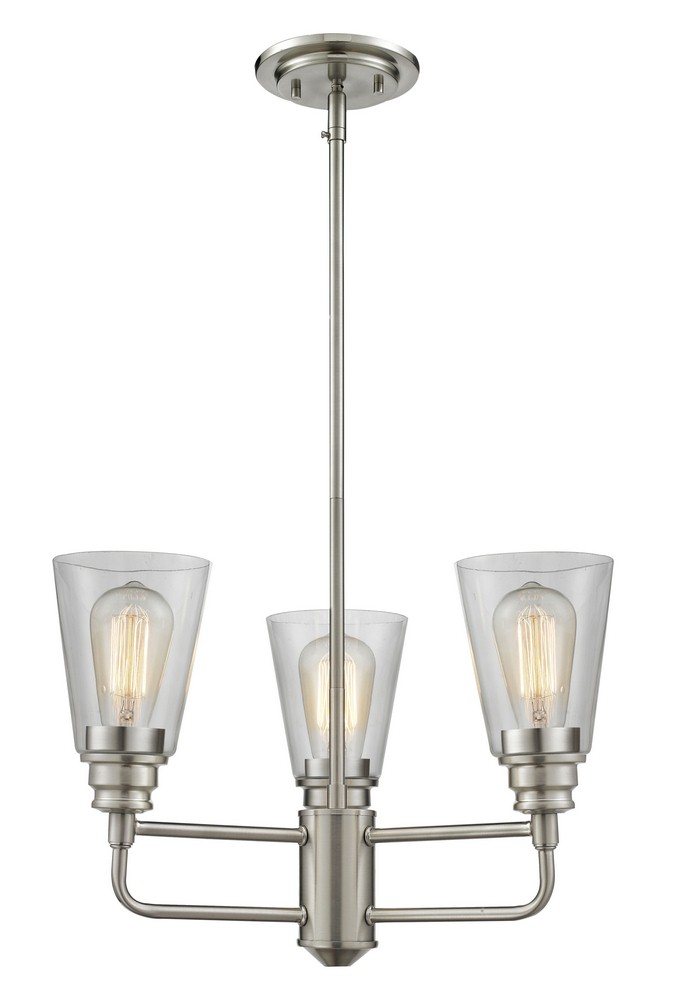 Z-Lite-428-3-BN-Annora - 3 Light Chandelier in Utilitarian Style - 19 Inches Wide by 53.13 Inches High Brushed Nickel  Olde Bronze Finish with Clear Glass