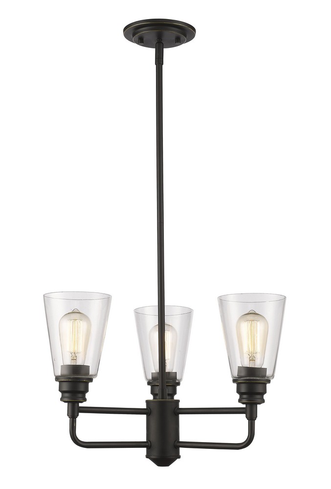 Z-Lite-428-3-OB-Annora - 3 Light Chandelier in Utilitarian Style - 19 Inches Wide by 53.13 Inches High Olde Bronze  Olde Bronze Finish with Clear Glass