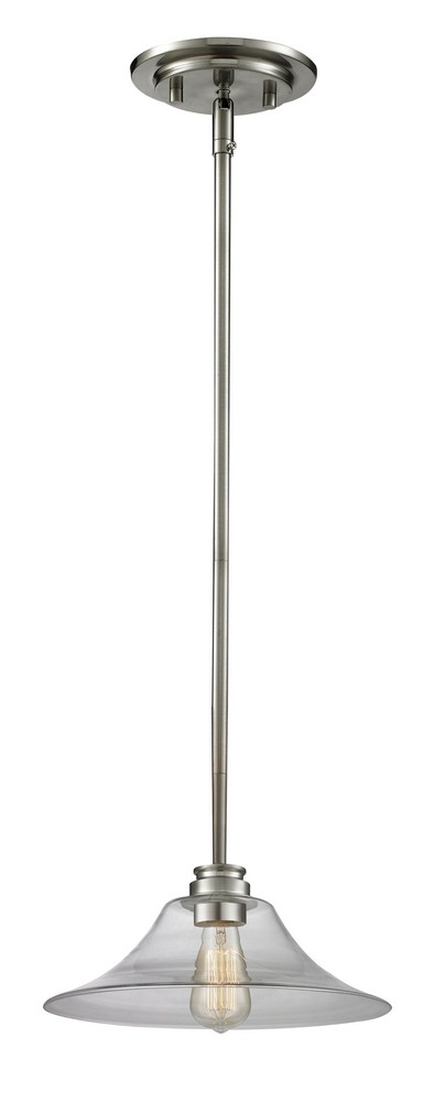 Z-Lite-428MP14-BN-Annora - 1 Light Mini Pendant in Utilitarian Style - 14 Inches Wide by 53.88 Inches High Brushed Nickel  Olde Bronze Finish with Clear Glass