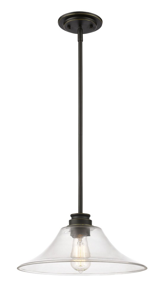 Z-Lite-428MP14-OB-Annora - 1 Light Mini Pendant in Utilitarian Style - 14 Inches Wide by 53.88 Inches High Olde Bronze  Olde Bronze Finish with Clear Glass