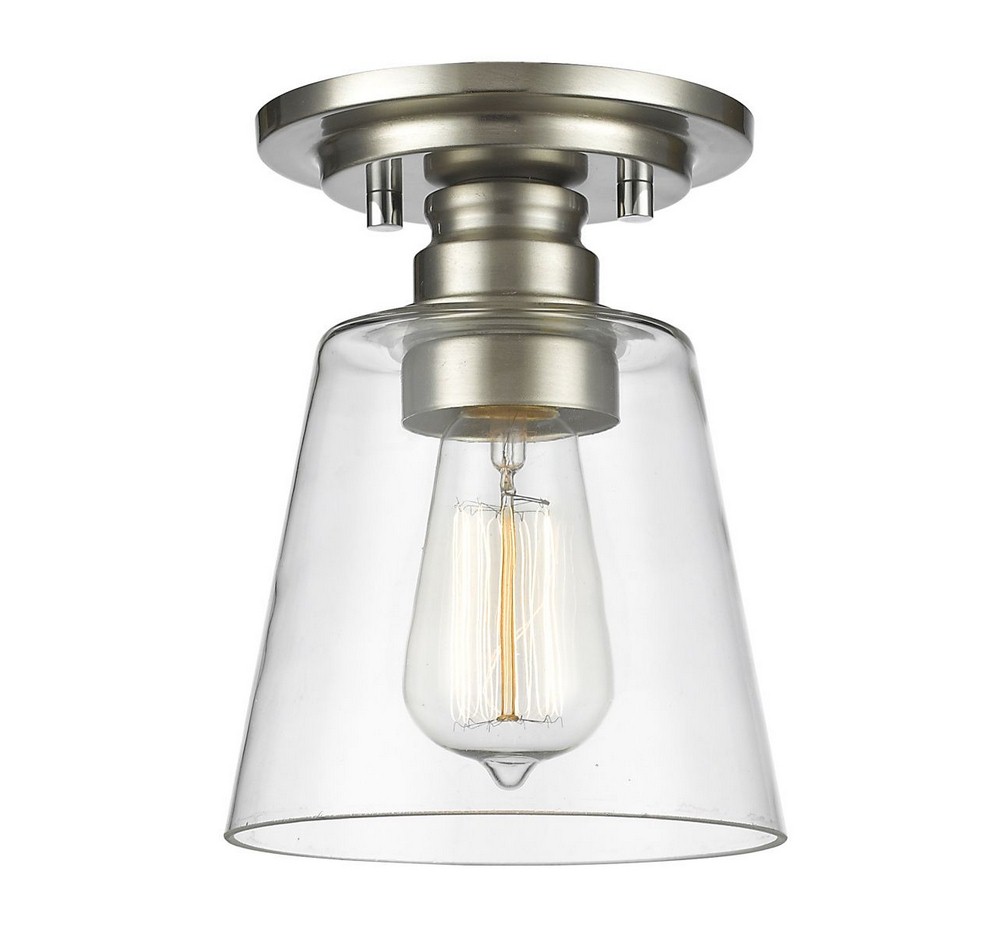 Z-Lite-428F1-BN-Annora - 1 Light Flush Mount In Contemporary Style-7.75 Inches Tall and 7 Inches Wide Brushed Nickel  Olde Bronze Finish with Clear Glass