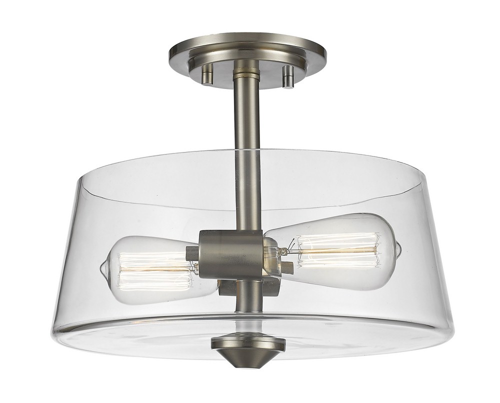 Z-Lite-428SF2-BN-Annora - 2 Light Semi-Flush Mount in Restoration Style - 12 Inches Wide by 10 Inches High Brushed Nickel  Olde Bronze Finish with Clear Glass