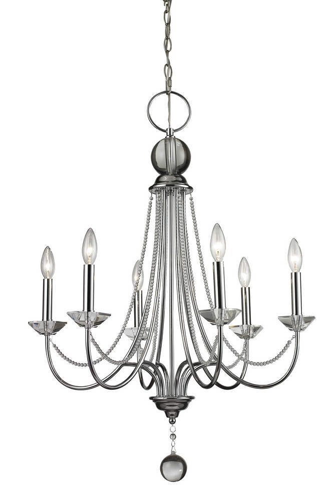 Z-Lite-429-6-CH-Serenade - 6 Light Chandelier in Restoration Style - 25.5 Inches Wide by 33.13 Inches High   Chrome Finish