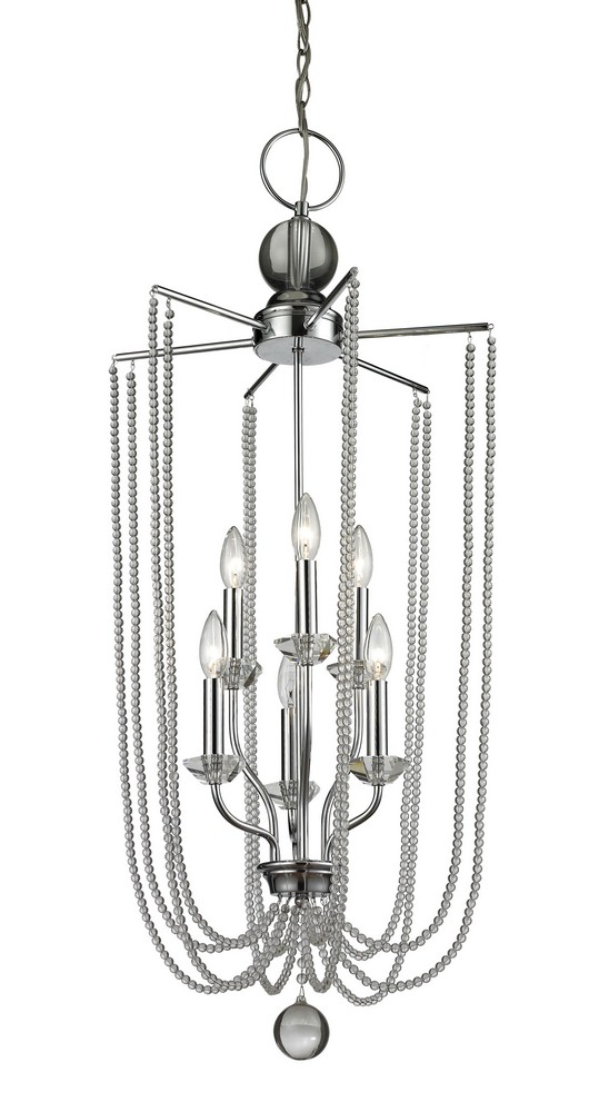 Z-Lite-429-6C-CH-Serenade - 6 Light Pendant in Restoration Style - 17.5 Inches Wide by 40 Inches High   Chrome Finish