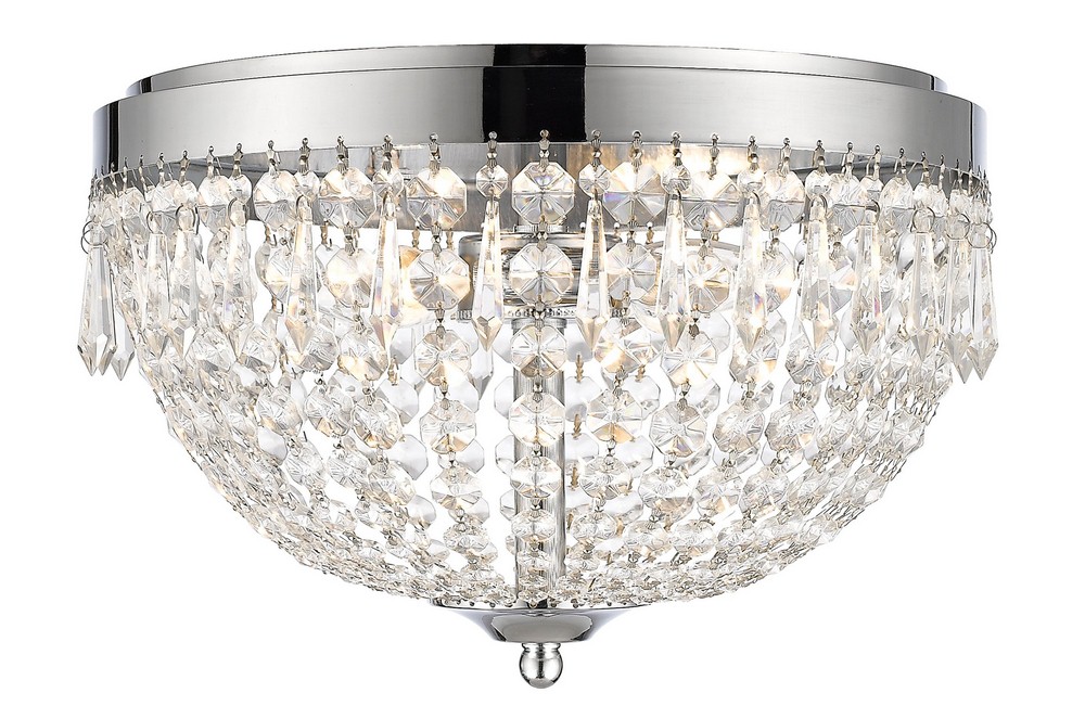 Z-Lite-431F4-CH-Danza - 4 Light Flush Mount in Metropolitan Style - 15 Inches Wide by 9.13 Inches High Chrome  Golden Bronze Finish with Clear Crystal