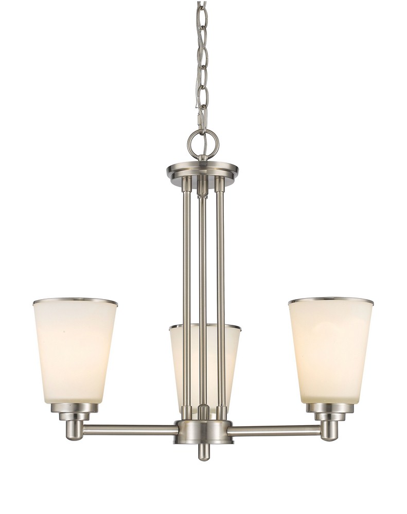 Z-Lite-432-3BN-Jarra - 3 Light Chandelier in Fusion Style - 21 Inches Wide by 19.5 Inches High Brushed Nickel  Bronze Finish with Matte Opal Glass