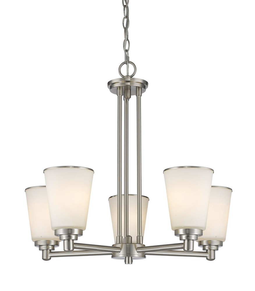 Z-Lite-432-5BN-Jarra - 5 Light Chandelier in Fusion Style - 24 Inches Wide by 21.5 Inches High Brushed Nickel  Bronze Finish with Matte Opal Glass