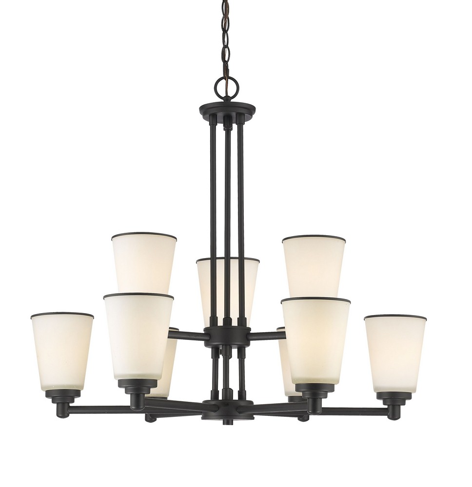 Z-Lite-432-9BRZ-Jarra - 9 Light Chandelier in Fusion Style - 30 Inches Wide by 28.5 Inches High Bronze  Bronze Finish with Matte Opal Glass