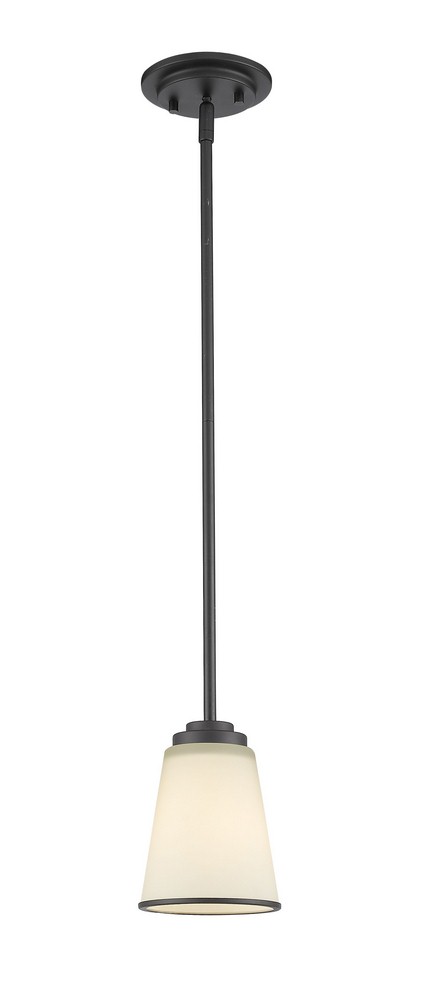 Z-Lite-432MP-BRZ-Jarra - 1 Light Mini Pendant in Fusion Style - 5 Inches Wide by 54.25 Inches High Bronze  Bronze Finish with Matte Opal Glass