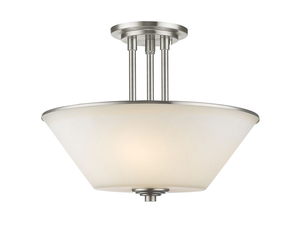 Z-Lite-432SF-BN-Jarra - 3 Light Semi-Flush Mount in Metropolitan Style - 15 Inches Wide by 11 Inches High Brushed Nickel  Bronze Finish with Matte Opal Glass