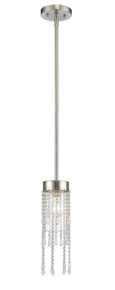 Z-Lite-433MP-BN-Siena - 1 Light Mini Pendant in Fusion Style - 5 Inches Wide by 62.88 Inches High   Brushed Nickel Finish with Clear Glass