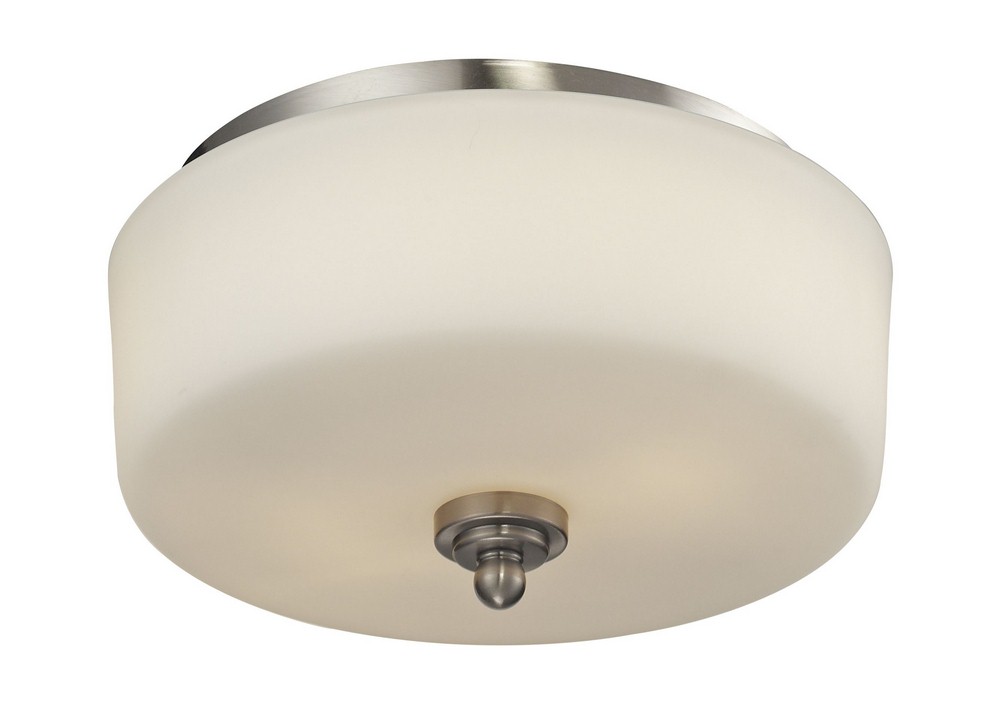 Z-Lite-434-F2-BN-Cardinal - 2 Light Flush Mount in Fusion Style - 11.75 Inches Wide by 5.5 Inches High   Brushed Nickel Finish with Matte Opal Glass