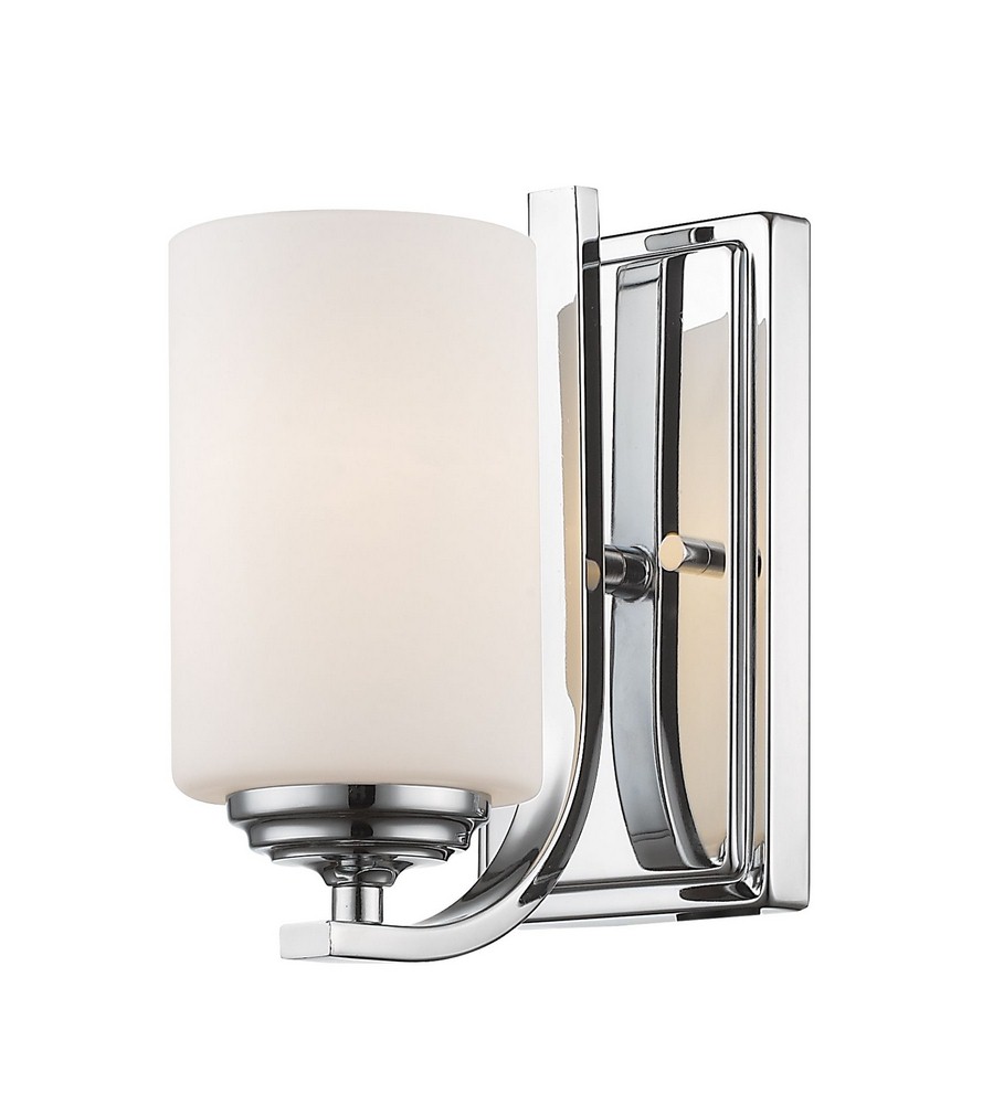 Z-Lite-435-1S-CH-Bordeaux - 1 Light Wall Sconce in Fusion Style - 4.75 Inches Wide by 8.5 Inches High   Chrome Finish with Matte Opal Glass