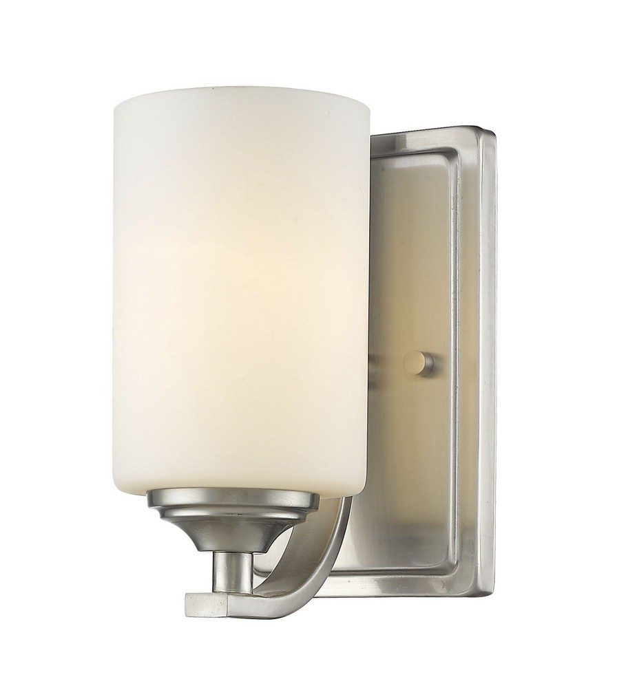 Z-Lite-435-1S-BN-Bordeaux - 1 Light Wall Sconce in Fusion Style - 4.75 Inches Wide by 8.5 Inches High Brushed Nickel  Bronze Finish with Matte Opal Glass