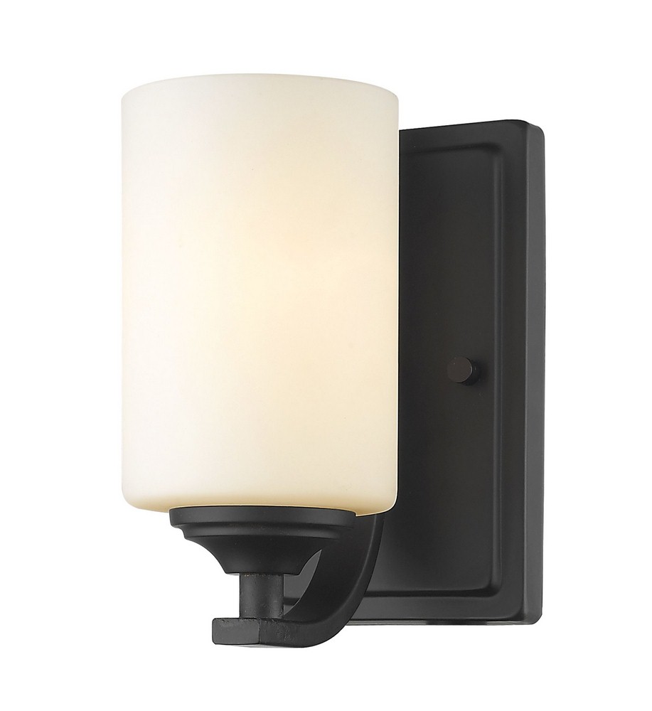 Z-Lite-435-1S-BRZ-Bordeaux - 1 Light Wall Sconce in Fusion Style - 4.75 Inches Wide by 8.5 Inches High Bronze  Bronze Finish with Matte Opal Glass