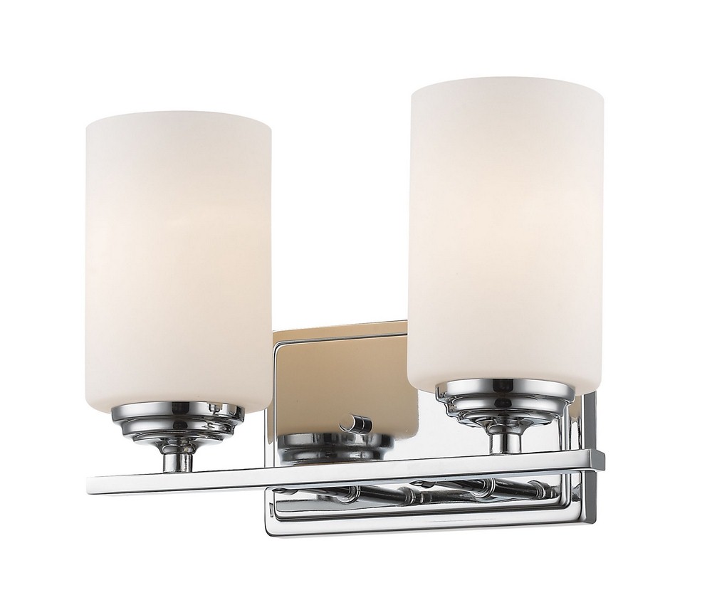 Z-Lite-435-2V-CH-Bordeaux - 2 Light Bath Vanity in Fusion Style - 11.38 Inches Wide by 8.5 Inches High   Chrome Finish with Matte Opal Glass