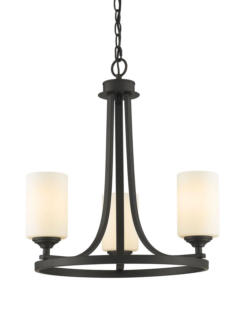 Z-Lite-435-3BRZ-Bordeaux - 3 Light Chandelier in Fusion Style - 19.38 Inches Wide by 21.38 Inches High Bronze  Bronze Finish with Matte Opal Glass